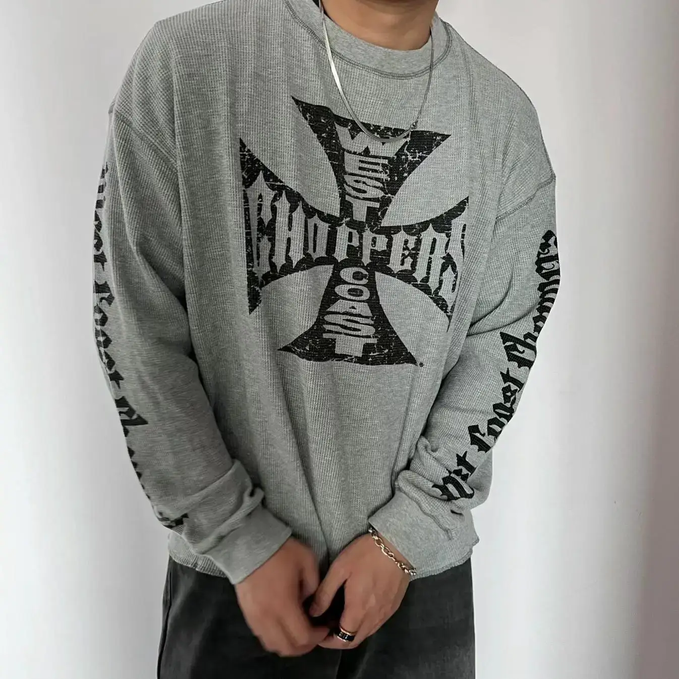 Western Coast Choppers Sanskrit Waffle Sweatshirt