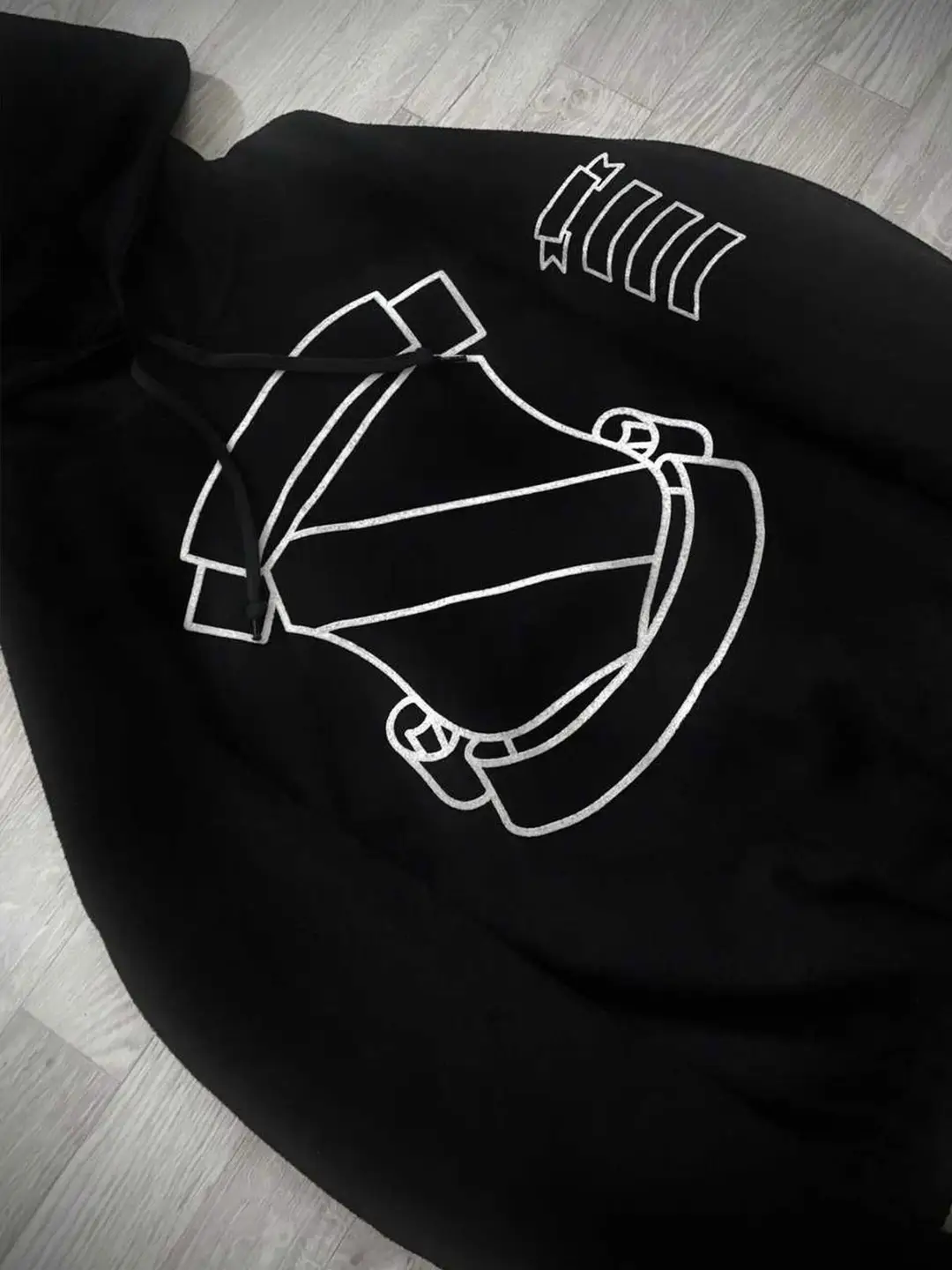 Number(N)ine style AW01black wool shield hoodie shield hooded sport Sweatshirt