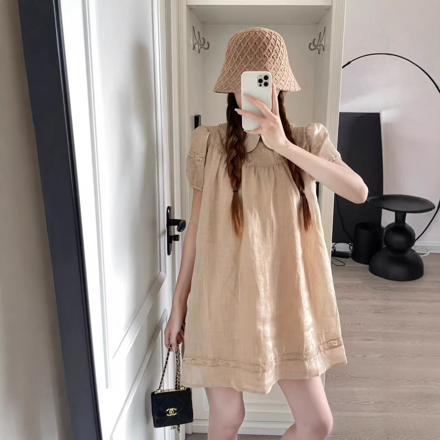 Tea Break Series Doll Collar Lace Dress for Women, Youthful and Sweet, Unique Lace Design, Super Pretty Short Dress