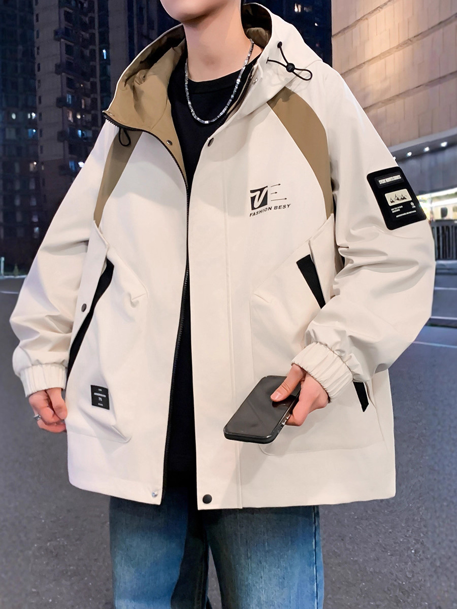 Spring and Autumn Cardigan Jacket for Boys, Junior High and High School Students, Large Size Hooded Jacket, Youth and Older Boys' Clothing