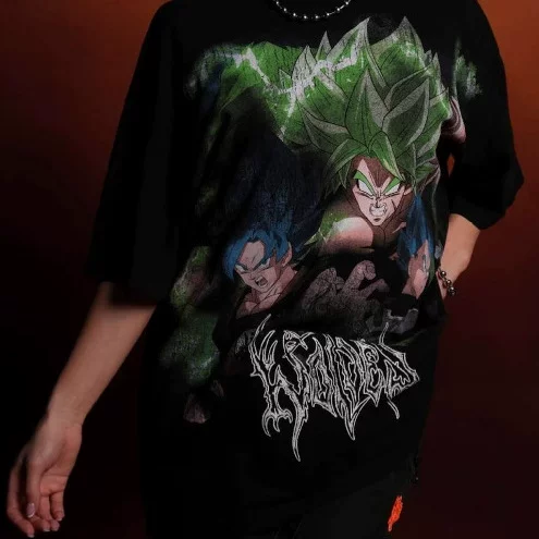 Darcsport American Trendy Dragon Ball Series Street Hip Hop Large Size Loose Collar Fitness Men's and Women's Short sleeved T-shirt