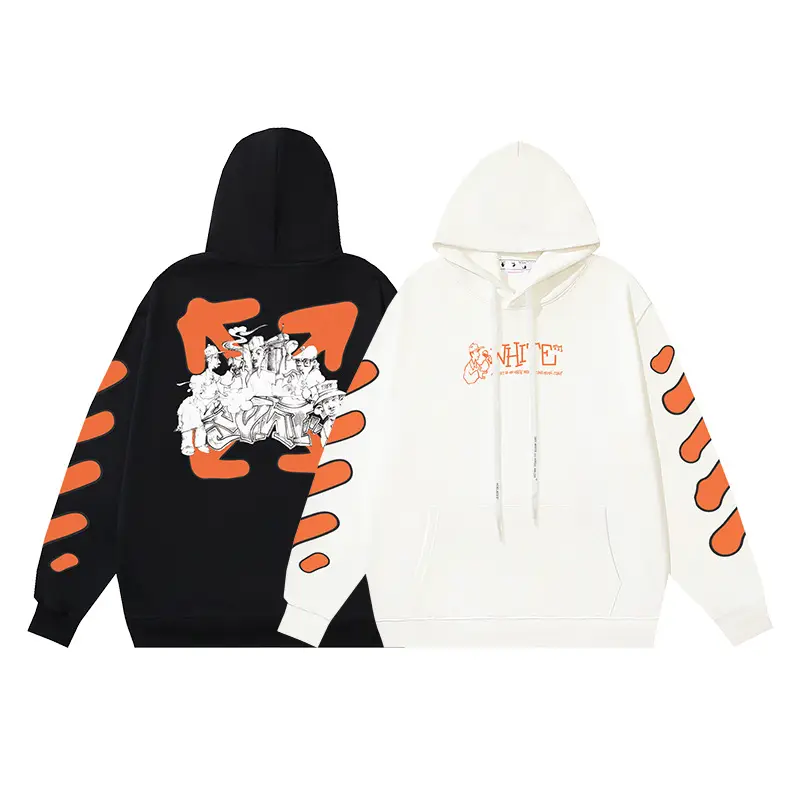 Off Terry 400g Heavyweight Angel Caravaggio Diagonal Stripesd Arrow Print Hooded Ow Sweatshirt
