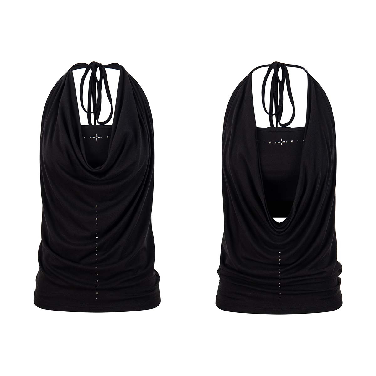 Unbdns Spicy Girl Black Halter Neck Tank Top for Women, Summer High-End Style, Pure Desire, Slim Fit, Trendy Tube Top