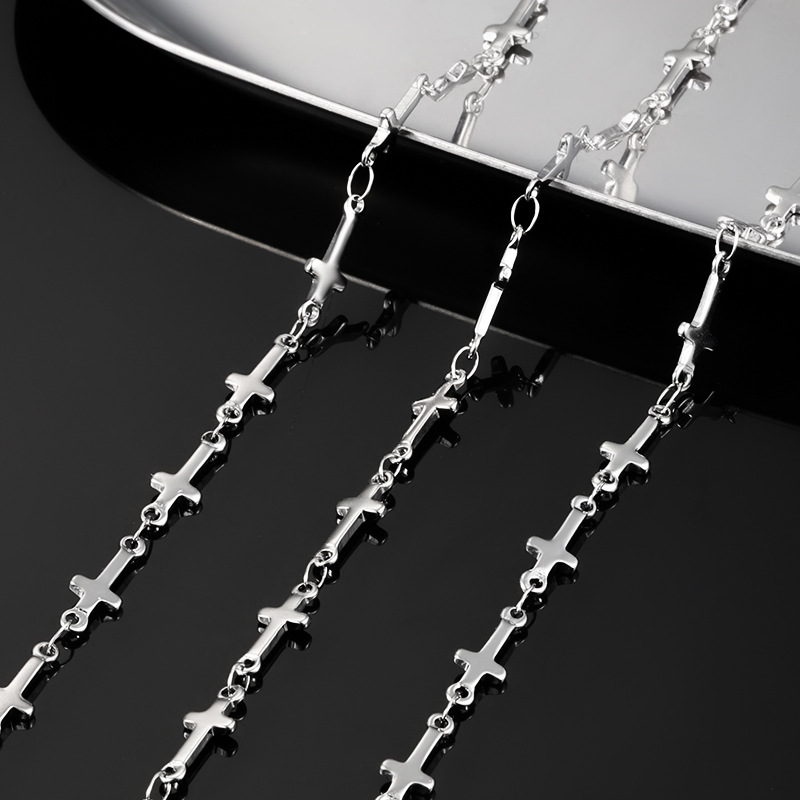 Stainless Steel Cross Closed Chain Jewelry Chain Material DIY Necklace Bracelet Fashionable Men's and Women's Accessories Handmade Chain