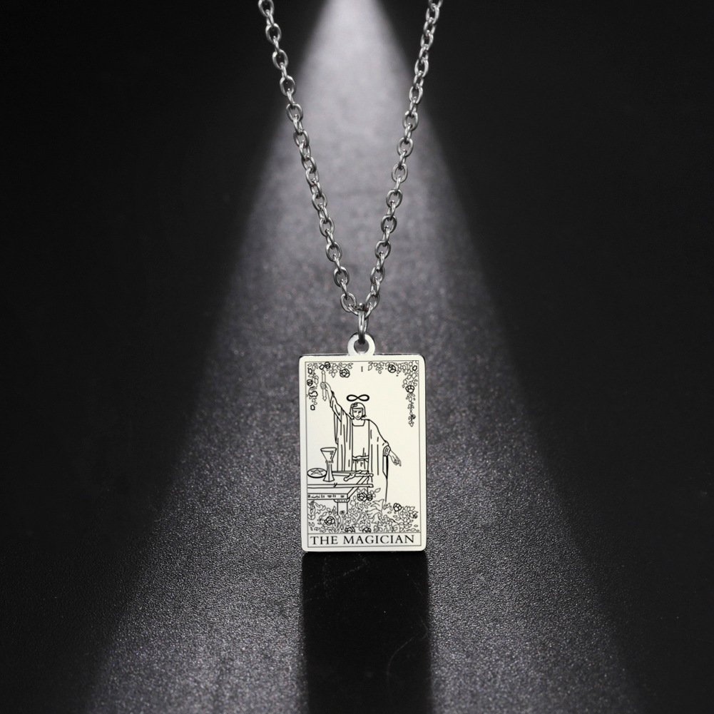 Cross-border Hot Sale small size Tarot Emperor Magician TEMPERANCE Chariot Stainless Steel Necklace