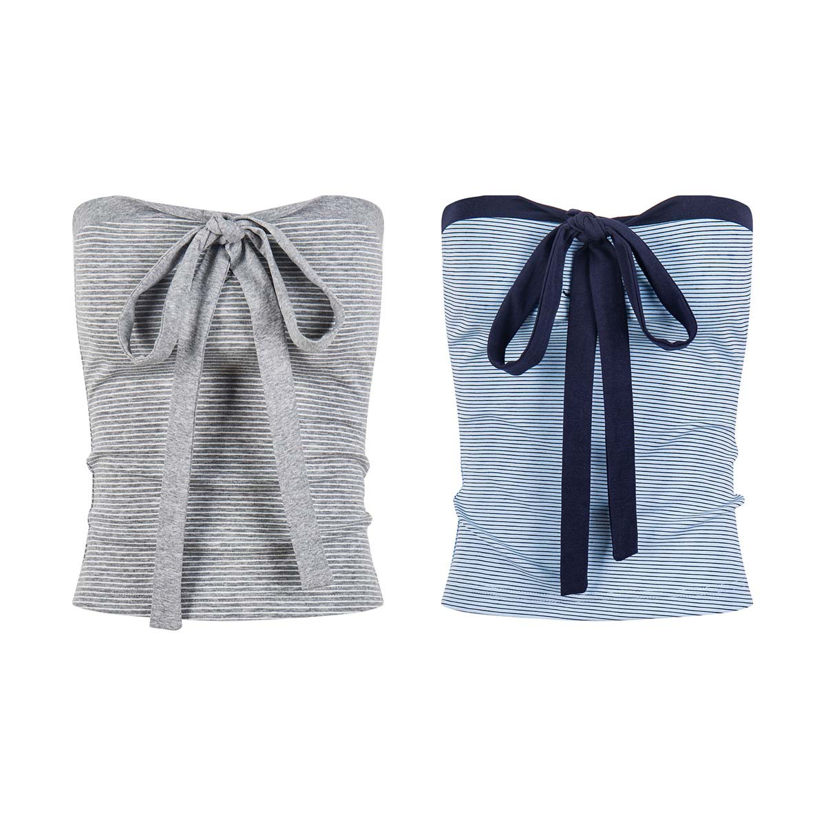 Unbdns Summer New Retro Backless Striped Tie-Up Design Tube Top Slim Fit Slimming Top for Women Trendy