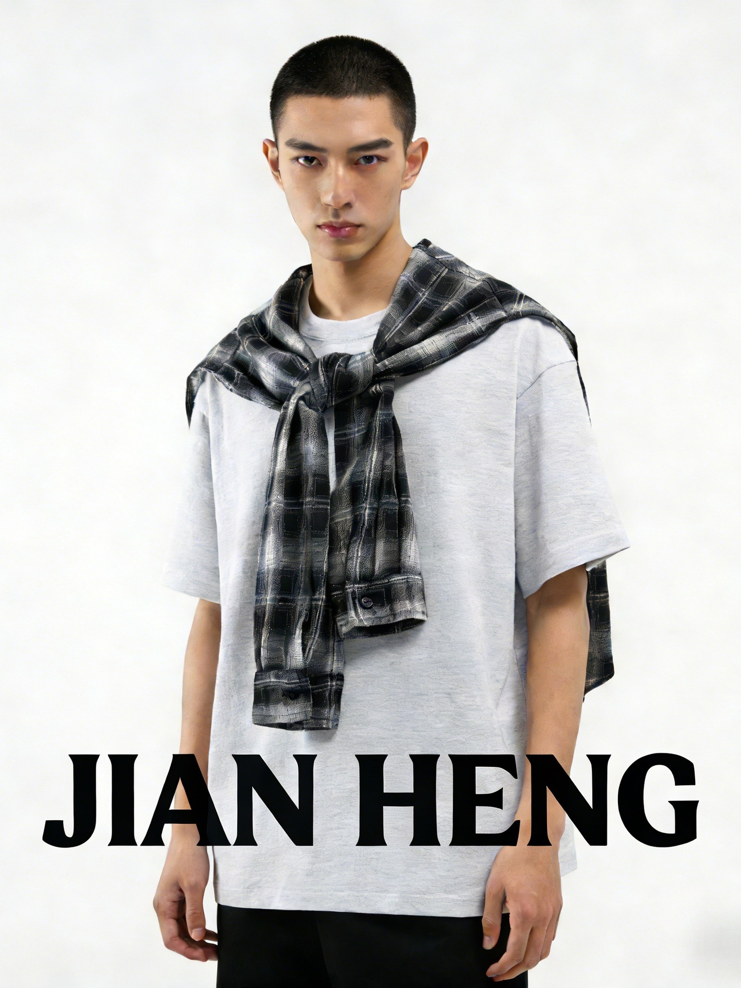 Jianheng Trendy Brand American Street Style Detachable Shawl Ice Silk Short-Sleeve Color-Blocking T-Shirt Men's Fashion Short-Sleeve Men's T-Shirt