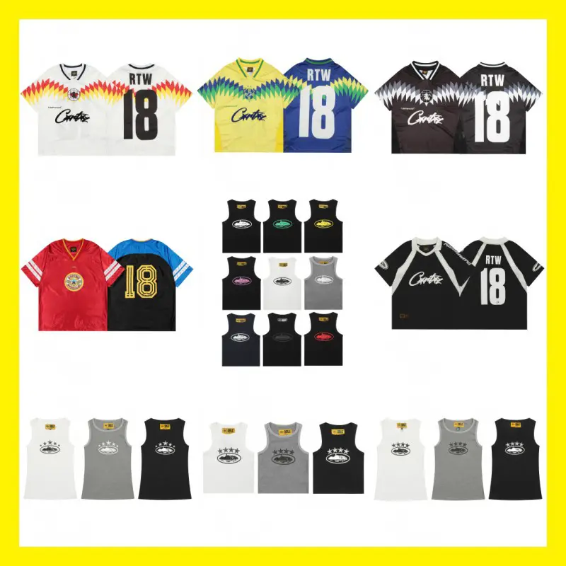Corteiz Short-sleeved Sports T-shirt Football Breathable Polo Shirt Spring and Summer Black American Casual Alcatraz Jersey