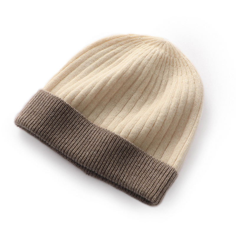 Soft Cashmere 2025 Autumn and Winter New Style Unisex Casual Ear-Protecting Color-Blocked Hat Fashionable Knitted Hat