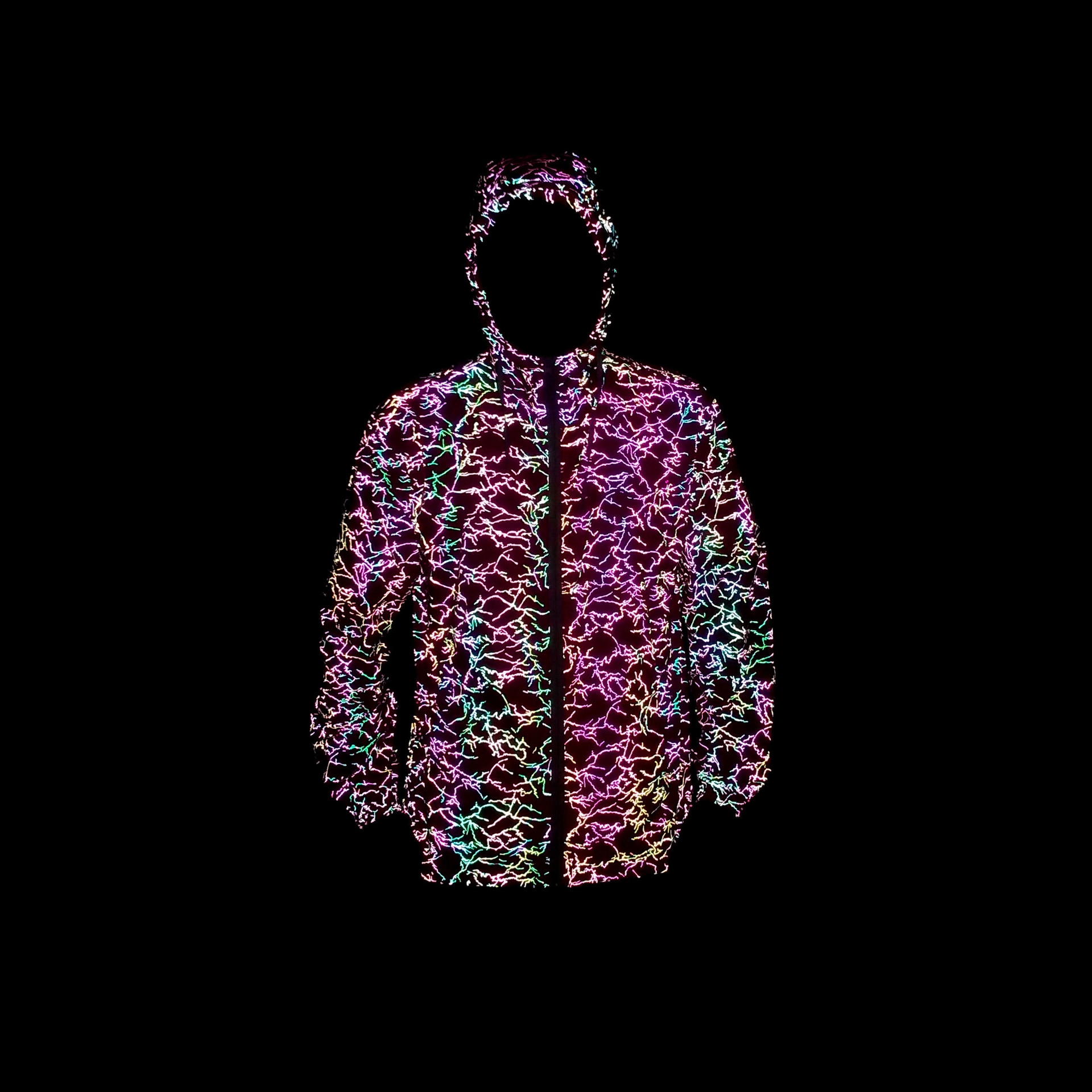 2025 New Lightning Colorful Reflective Sun Protection Clothing Thin Jacket European and American Men and Women Outdoor Hooded Skin Clothing Jacket