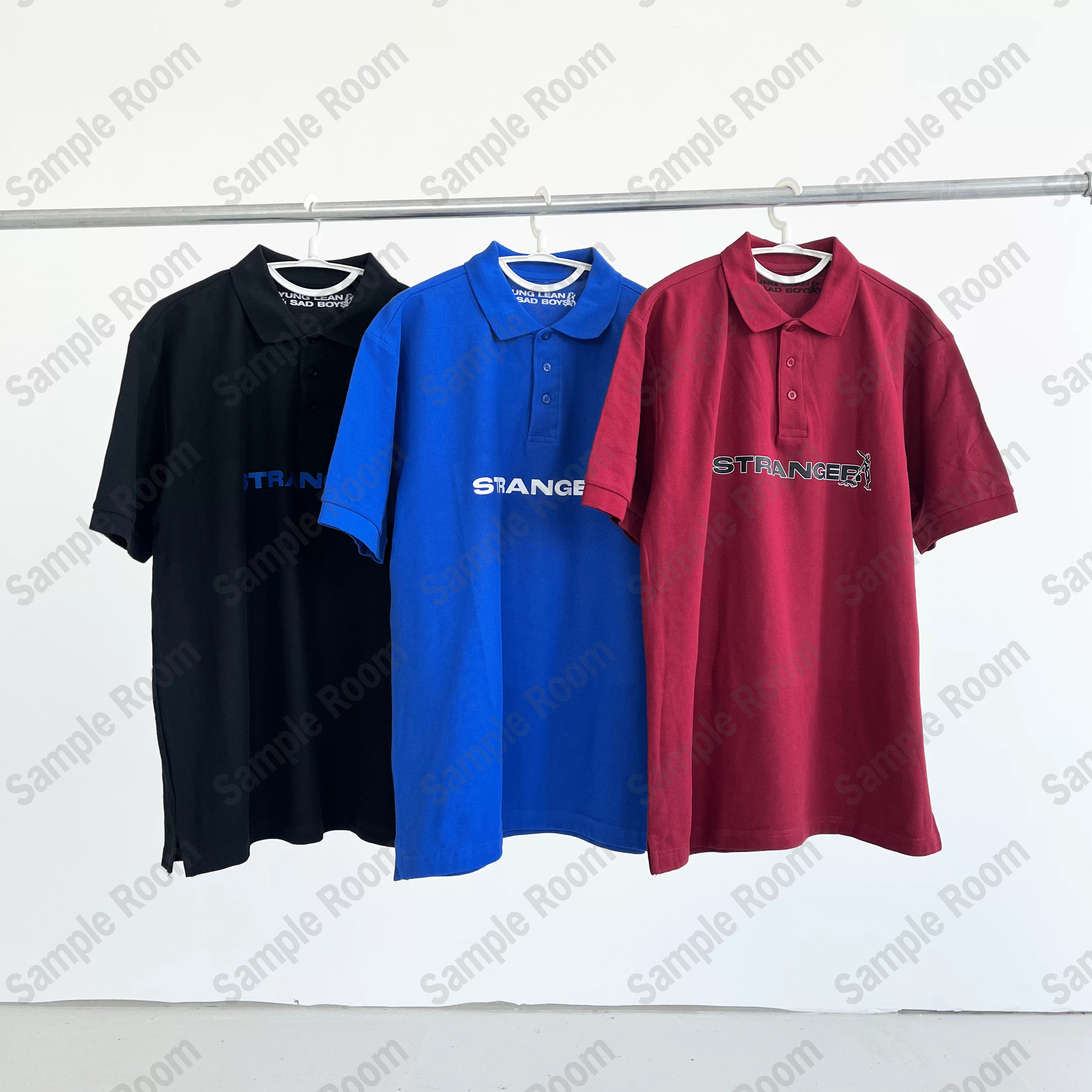 Yung Lean x Sad Boys Stranger Full Cotton Bead Mesh Printed Flip Collar Short Sleeve Polo Shirt