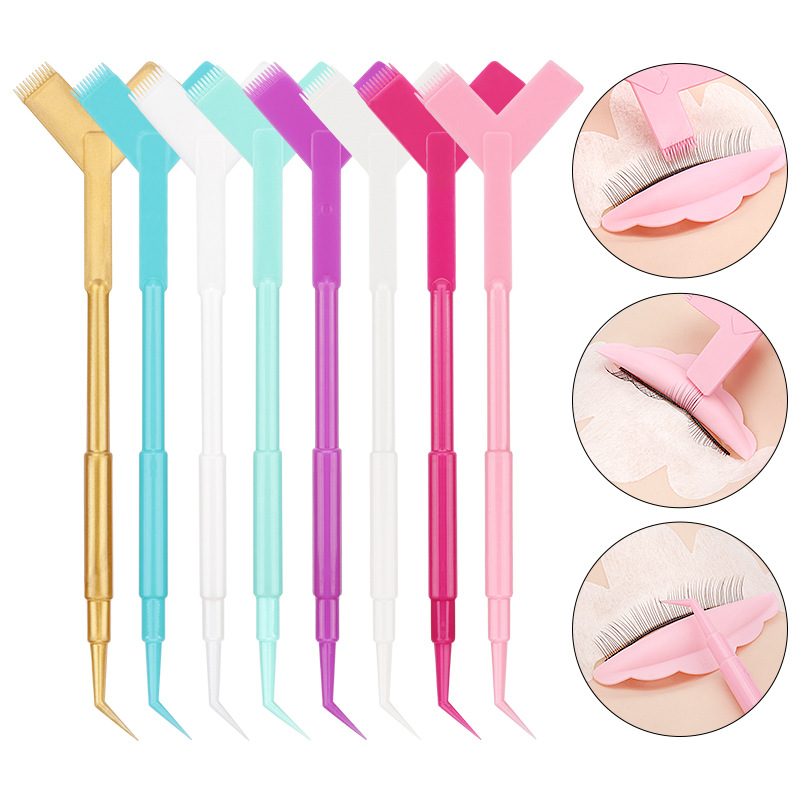 Wholesale Auxiliary Tools for Grafting False Eyelashes, Portable Y-Shaped Small Eyebrow Brush, Eyelash Curling Comb, Three-In-One Picking Stick