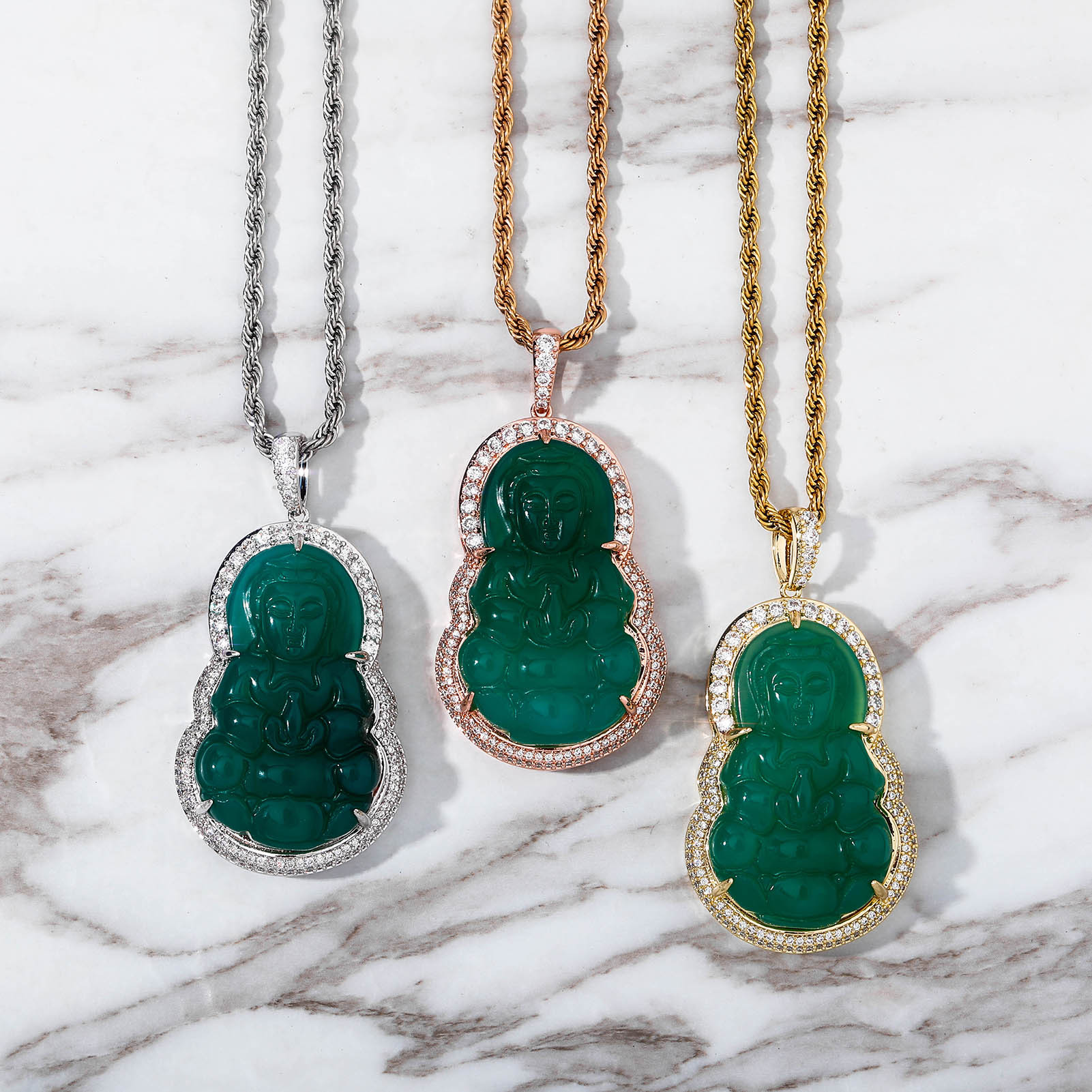 Jinao new retro ethnic style Guanyin Buddha necklace pendant hot selling same national style pendant safe life pendant