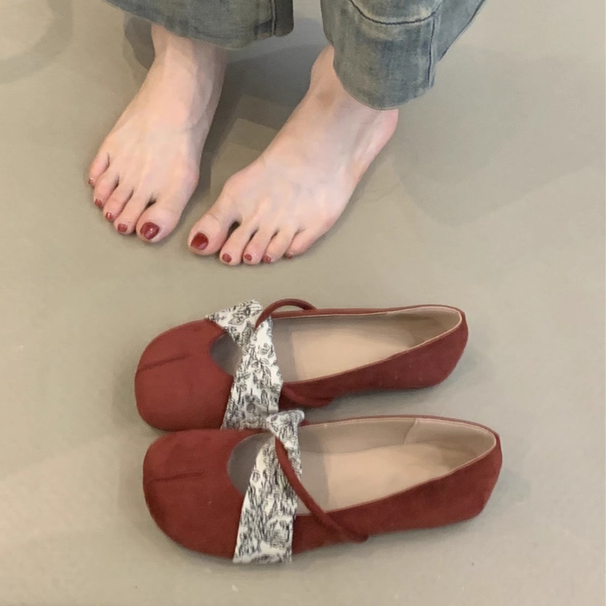 Flat Single-layer Shoes Women's 2025 New Arrival Spring and Autumn Versatile Fashionable Evening Style Round-toe Shallow Mouth Mary Jane Milk Shoes