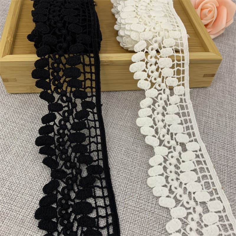 Wave Dot bead curtain cotton water-soluble embroidery lace children's clothing women's cheongsam dress lace accessories width 5.5cm
