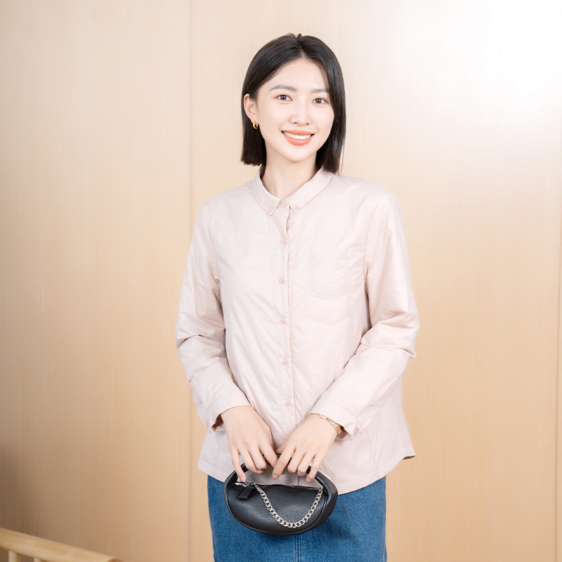 Yun Yun 2026 Spring and Autumn Short Jacket Simple and Elegant Stand Collar Slimming Lightweight Fashionable Casual Loose Shirt for Women