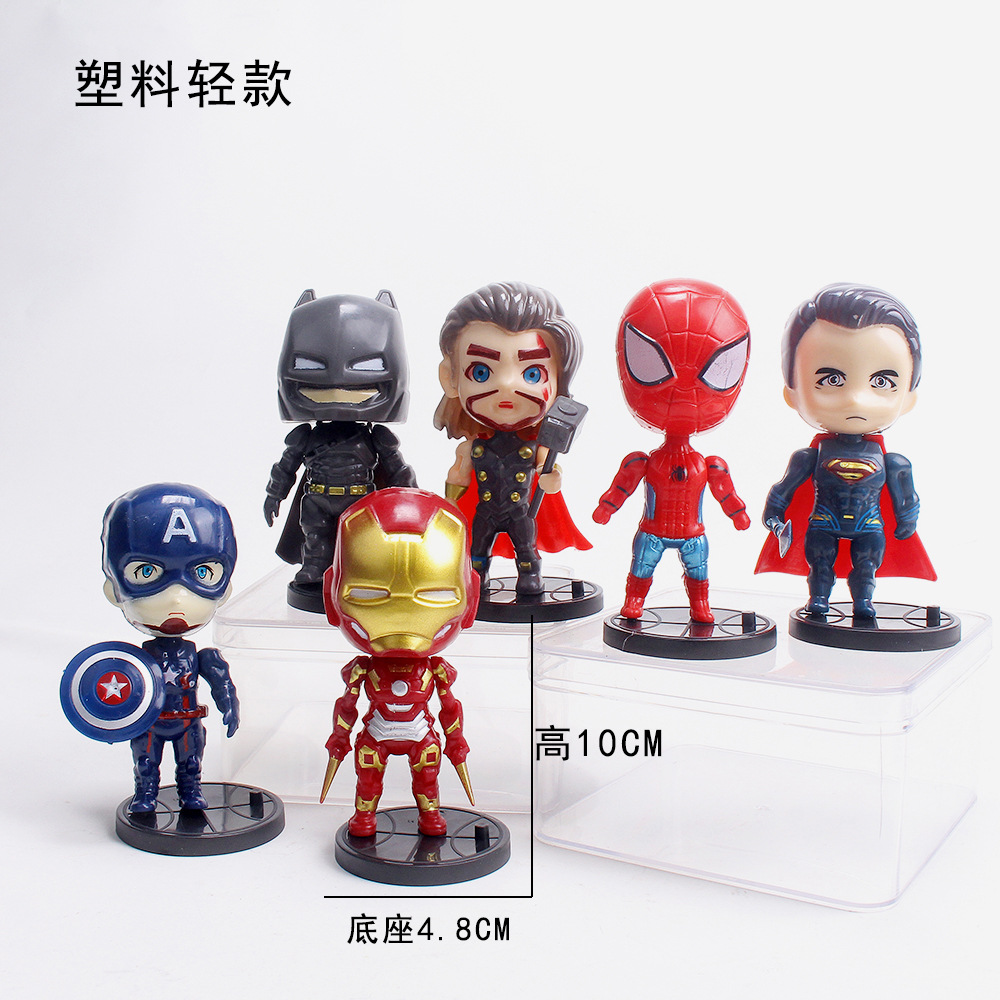 Plastic Light Q Version Avengers Cake Baking Decoration Q Version Hero 6-Piece Set Ornaments Car Doll