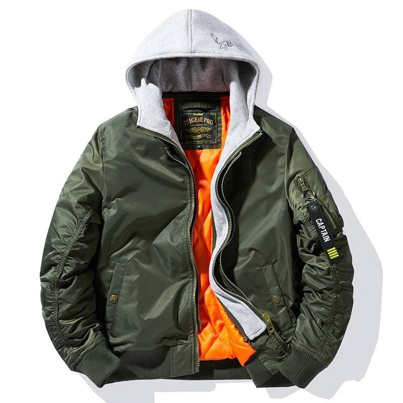 Fleece Lined Thickened Jacket Fall Winter Hooded Fake Two