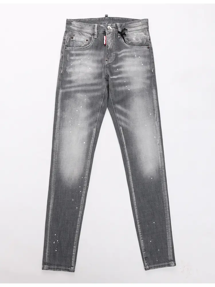 D Jeans Skinny Ripped Jeans 美式高街泼墨基础修身男裤牛仔裤子