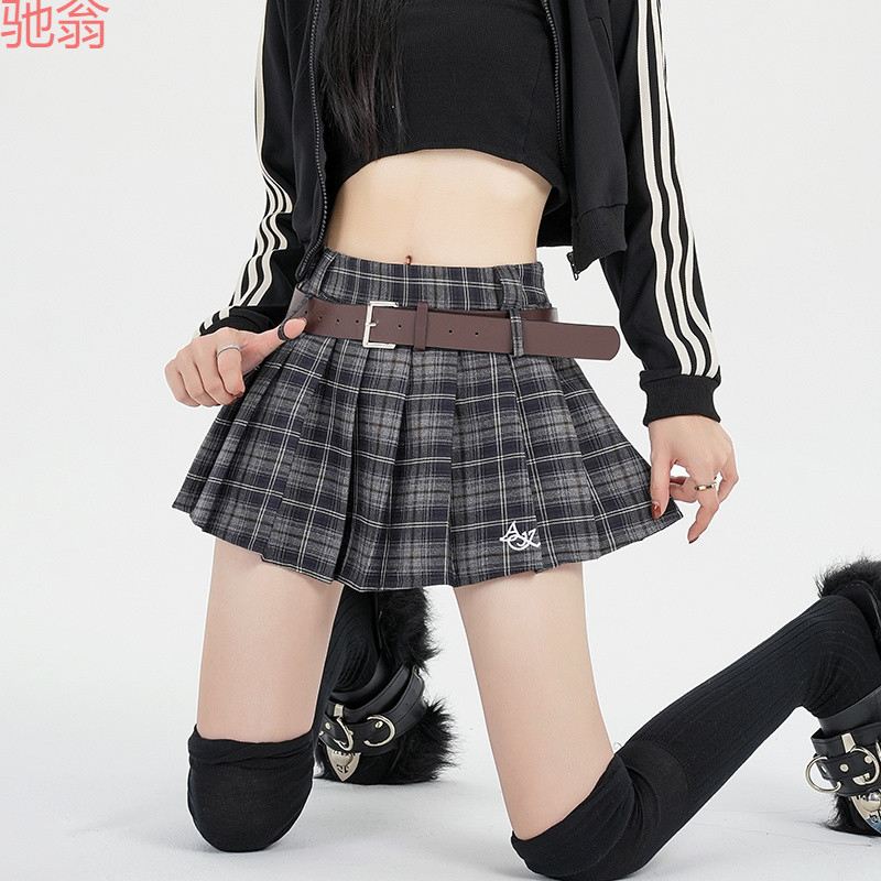 W9Q Half-length Skirt Women's American Style Hot Girl Style Plaid Embroidered Design Sense Elegant Skirt Autumn New High Waist Hundred