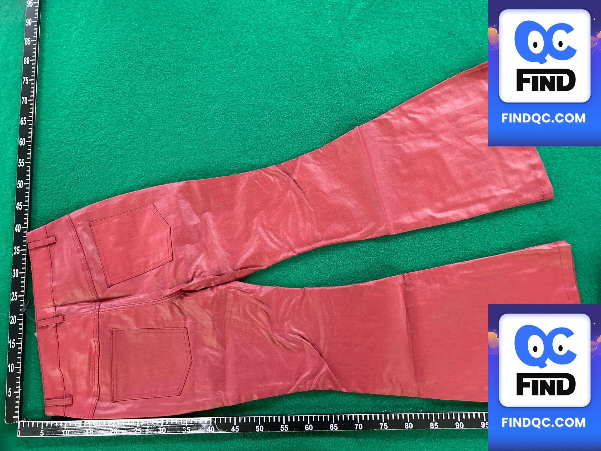 Rebel Wave Liquid Metal Red Coated Wax Pants Slightly Flared Denim — zdjęcie QC 2