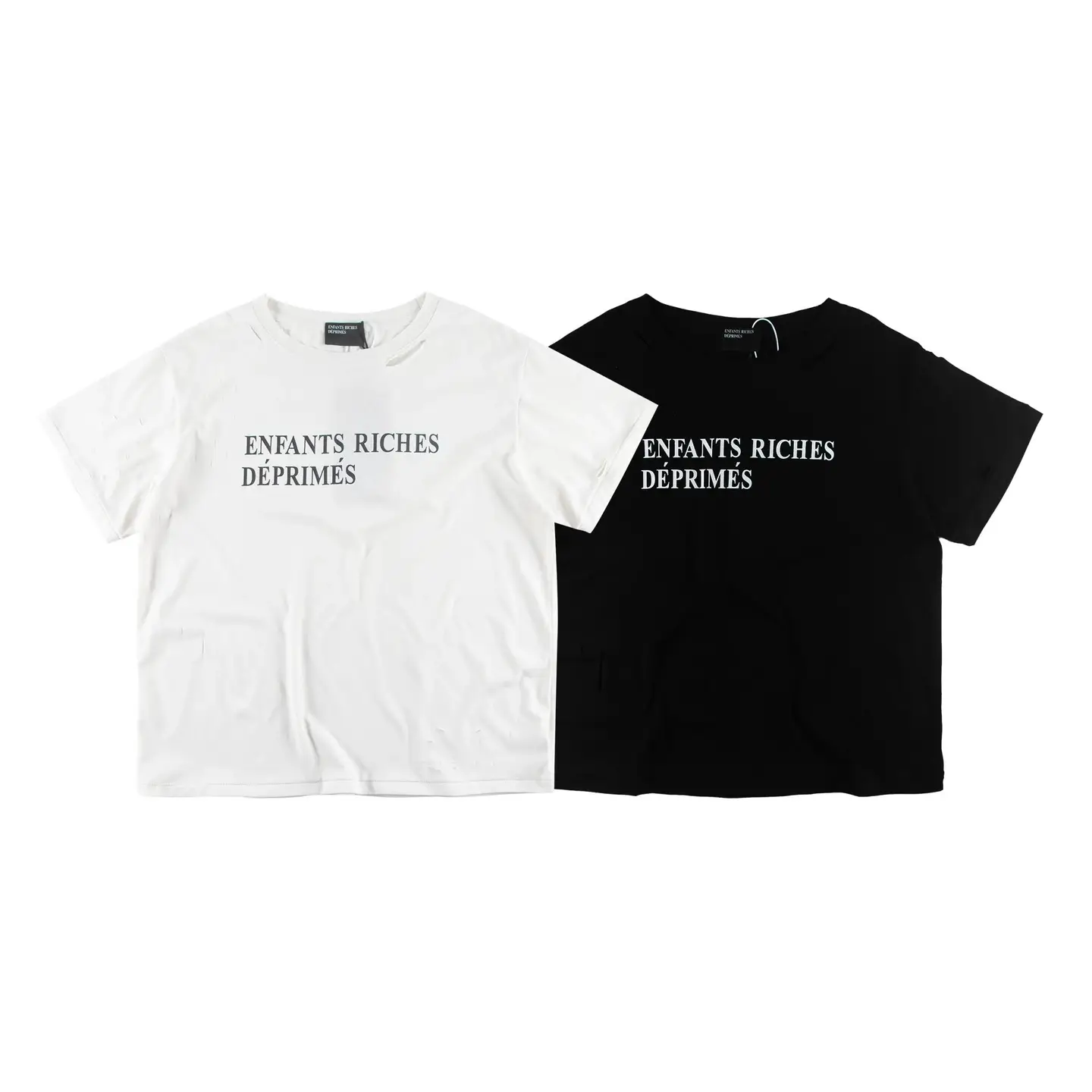 619Enfants Riches Deprimes 新款忧郁的富二代做旧磨破标语印花短袖-L69