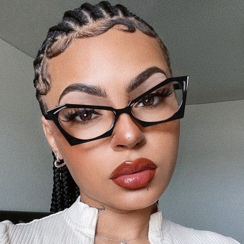New Trendy Personalized Cat's Eye Anti-Blu-ray Frame Glasses Ins European and American Retro Casual All-match Simple Flat Glasses