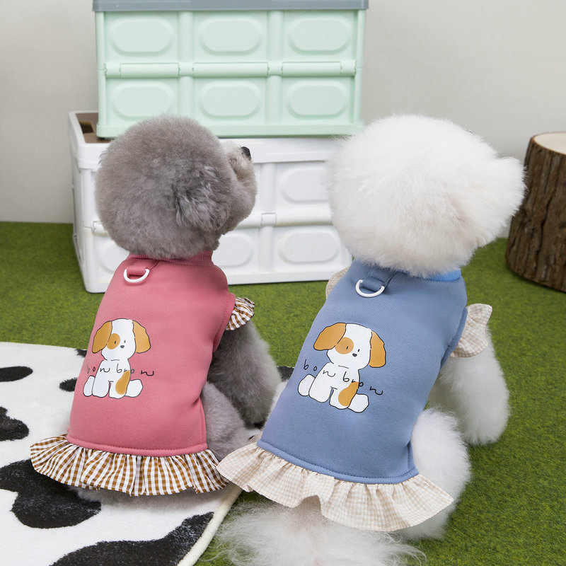 Autumn and Winter Dog Cute Cartoon Cat Sweatshirt Thin Velvet Warm Bichon Teddy Pet Dog 25 Lele Dog Sweatshirt