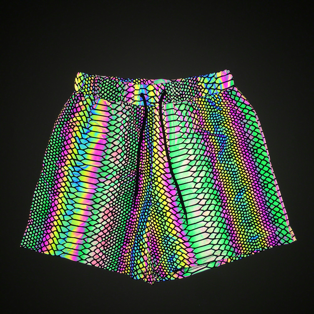 2025 Summer Men's Colorful Reflective Snakeskin Shorts Fitness Jogging Knitted Breathable Yoga Sports Shorts