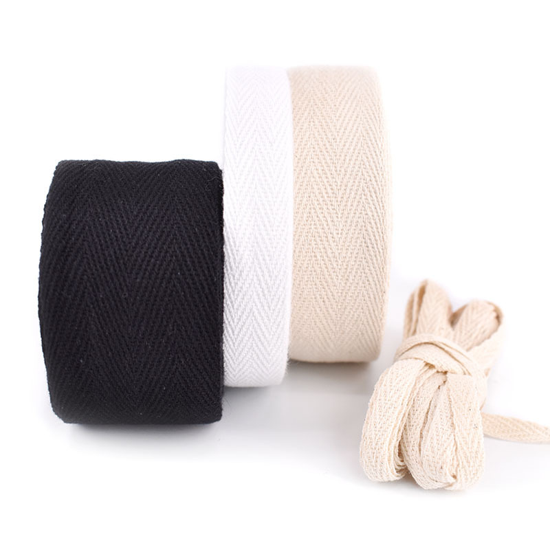 Factory cotton white shoelace cotton 1cm herringbone pattern webbing Hemming belt clothing accessories textile spot wholesale