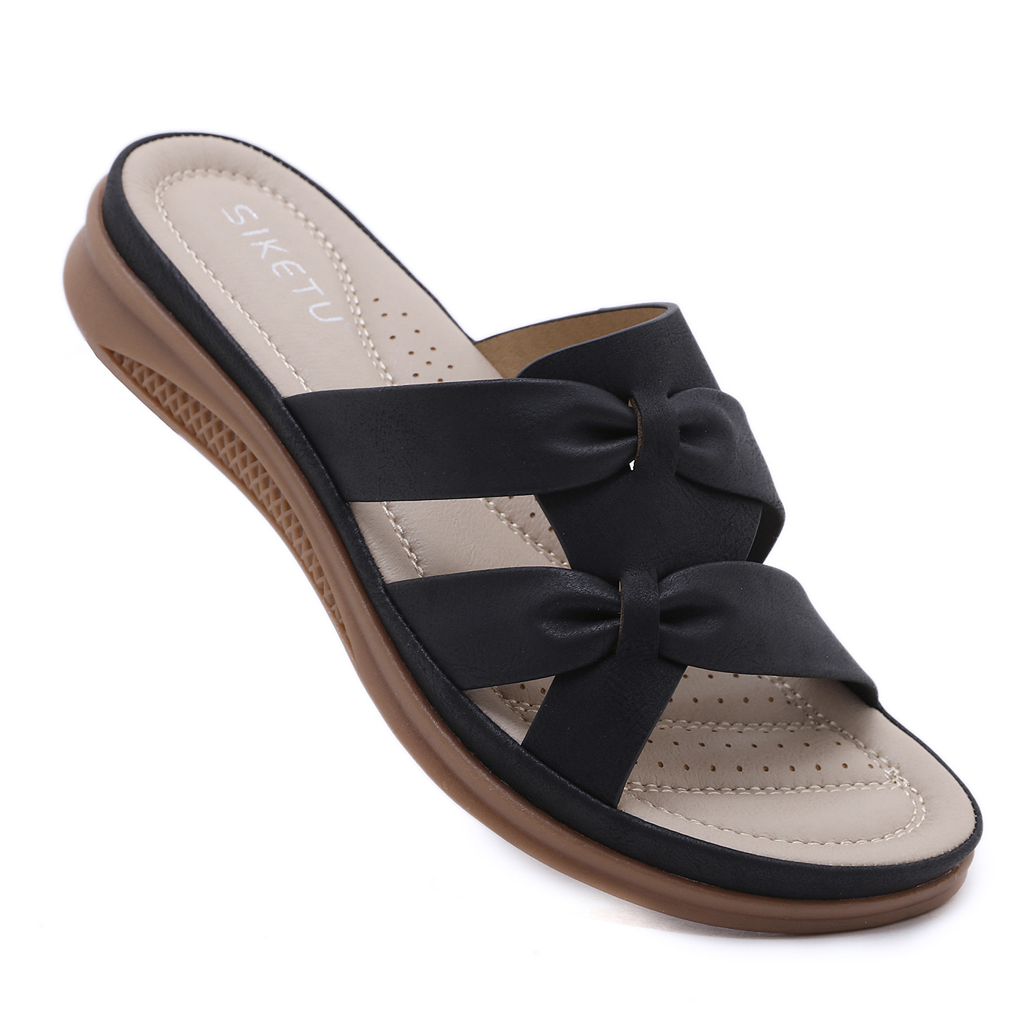 Z637-5 New 2025 European and American Sandals Women's Cross-Border Casual Lightweight Large Size Retro Wedge Plaid Sandals
