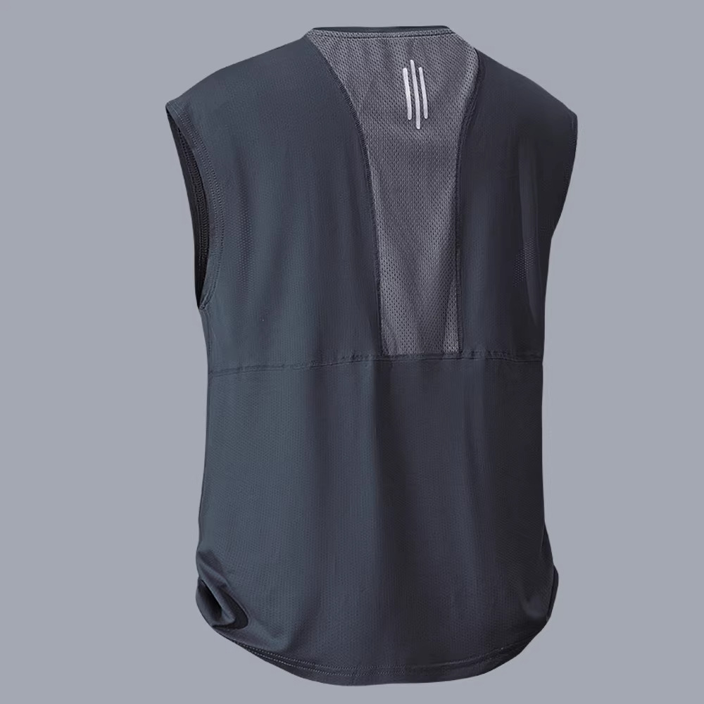 Ice Silk Sports Vest Men's Sleeveless T-Shirt Summer Thin Breathable Vest Basketball Training Fitness Running Quick-Drying Clothing