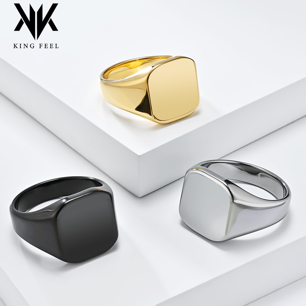 Cross-border Europe and the United States simple smooth seal tungsten steel ring men's fashion high-end sense lettering pattern tungsten gold finger ring