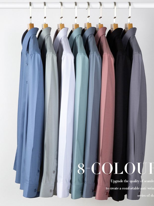 SCS196 Mulberry Silk Men's Shirt Long-sleeved Quality Men's Solid Color Clear Color Business Casual All-match Shirt Shirt