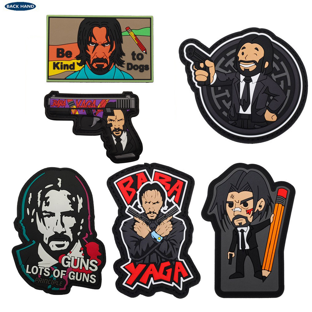 Best-Selling Cartoon Character Rubber Pvc John Reeves Head Patch Badge with Hook