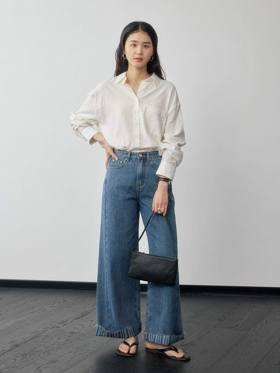 Transform into Supermodel Legs in Seconds, Double-Sided Textured Flared Floor-Length Fashionable 2026 Spring New Style Jeans 90065
