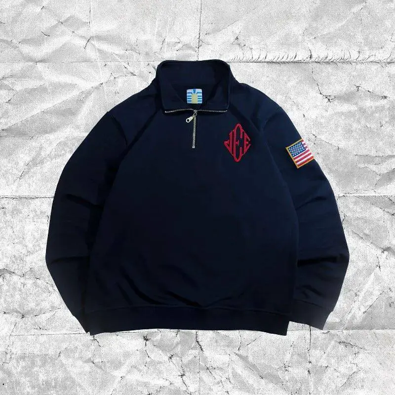 Y2K Retro Quarterzip Pullover Hoodie Epstein Embroidery Patt