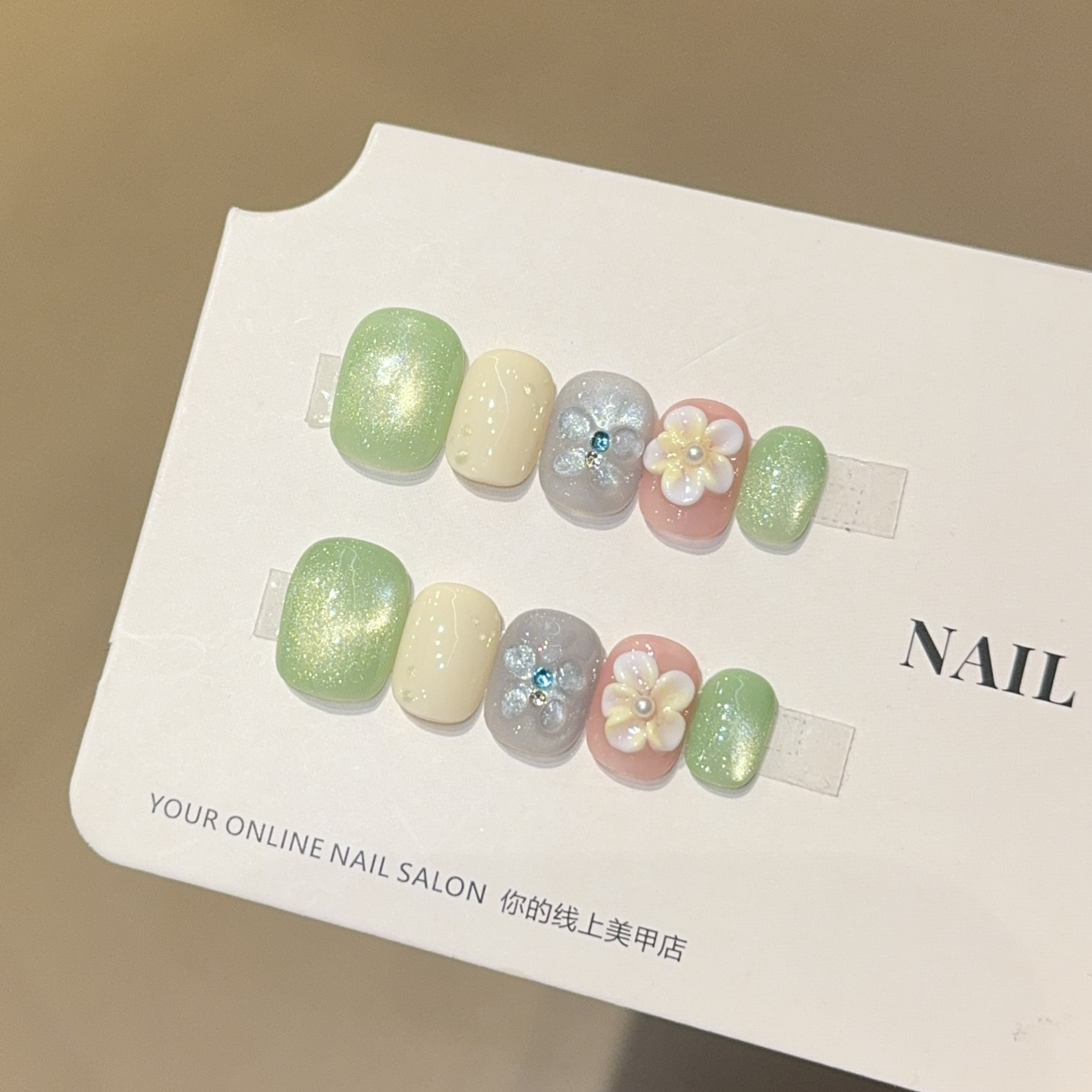 Qianfan【Flower Butterfly】Dopamine Carved Nail Art Pure Handmade Premium Cat Eye Nail Stickers Fake Nail Pieces