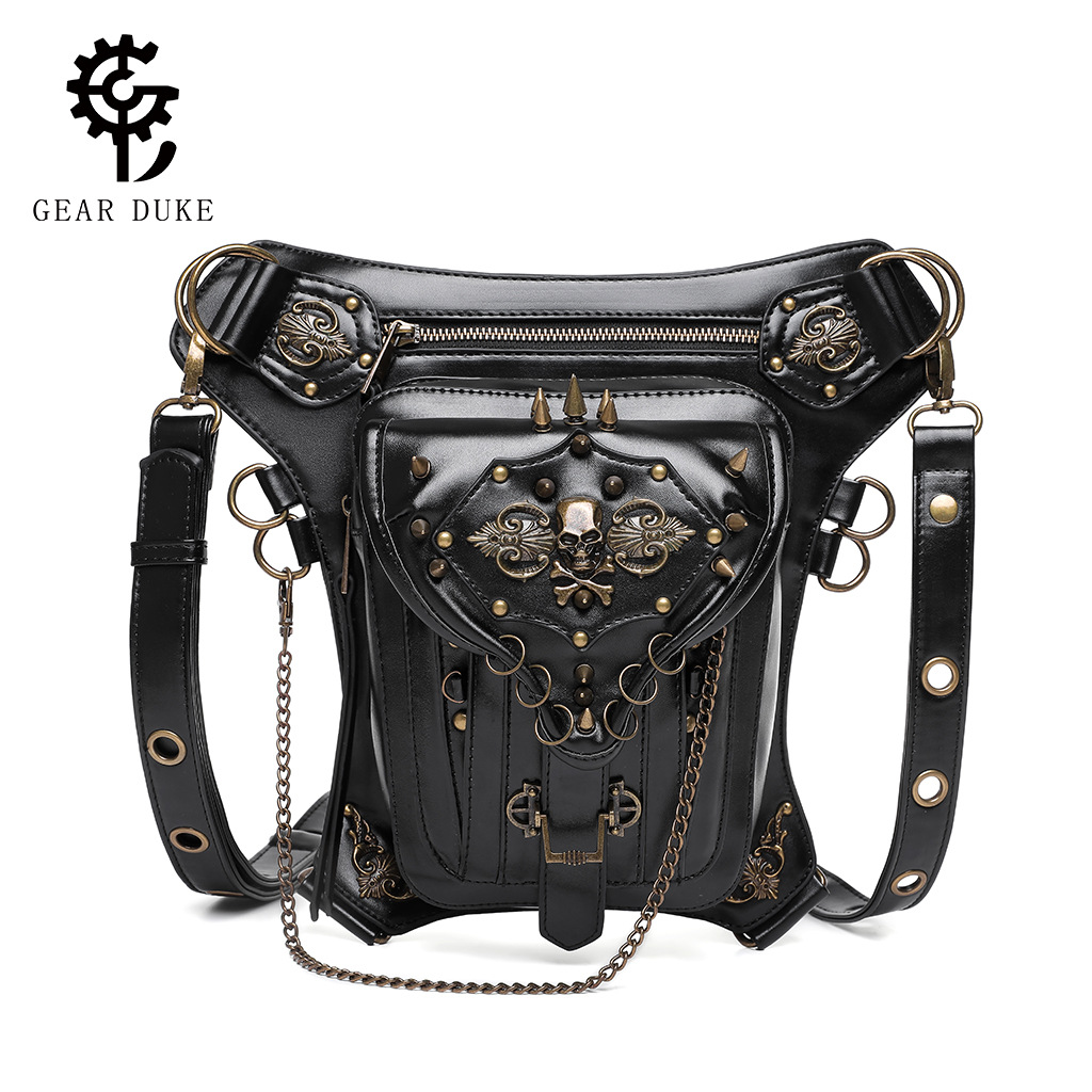 TEMU Amazon Cross-border Steampunk Mobile Car Bag Skull Retro Shoulder Crossbody Bag Multifunctional Mobile Phone Waist Bag