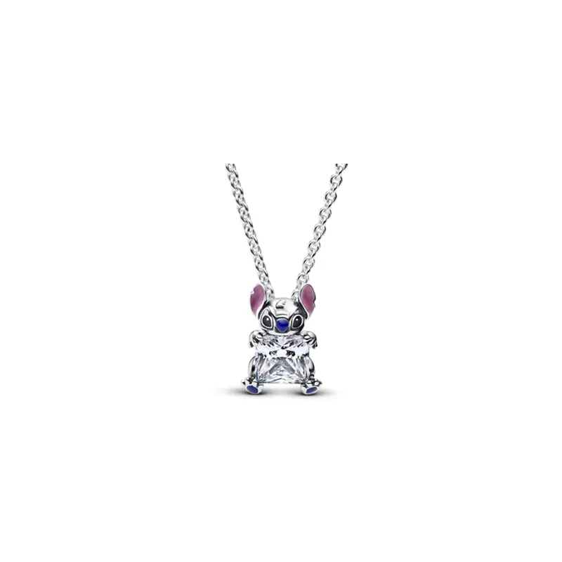 Sterling Silver S925 Alloy Material Stitch Heart Asymmetrical Necklace