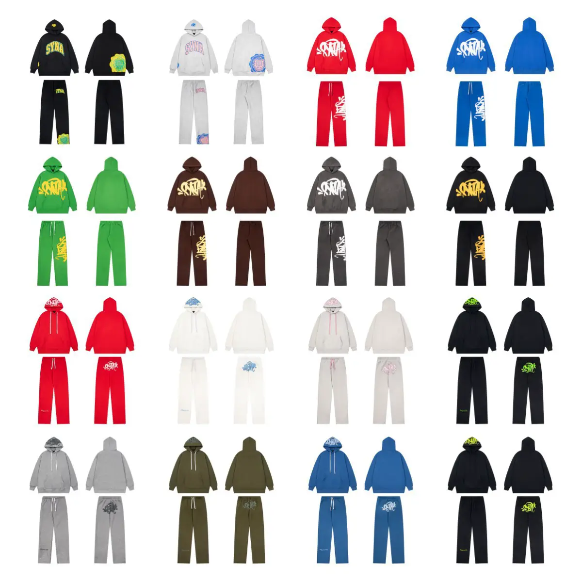 Drill Syna World Classic Letter Print Trendy Casual Fleece Hoodie and Pants Set