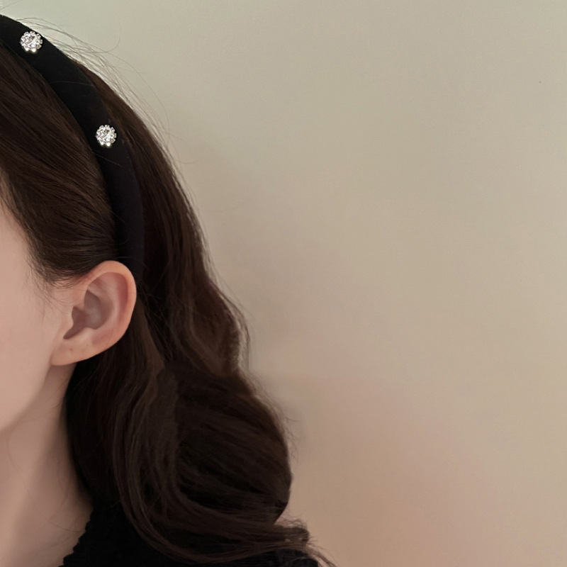 Light Luxury Zaibaton System ~ Flash Diamond Elegant Solid Color Hair Hoop Female Wash Face Out Women's Simple Hair Stamp Korean Hair Stamp Hair Stamp
