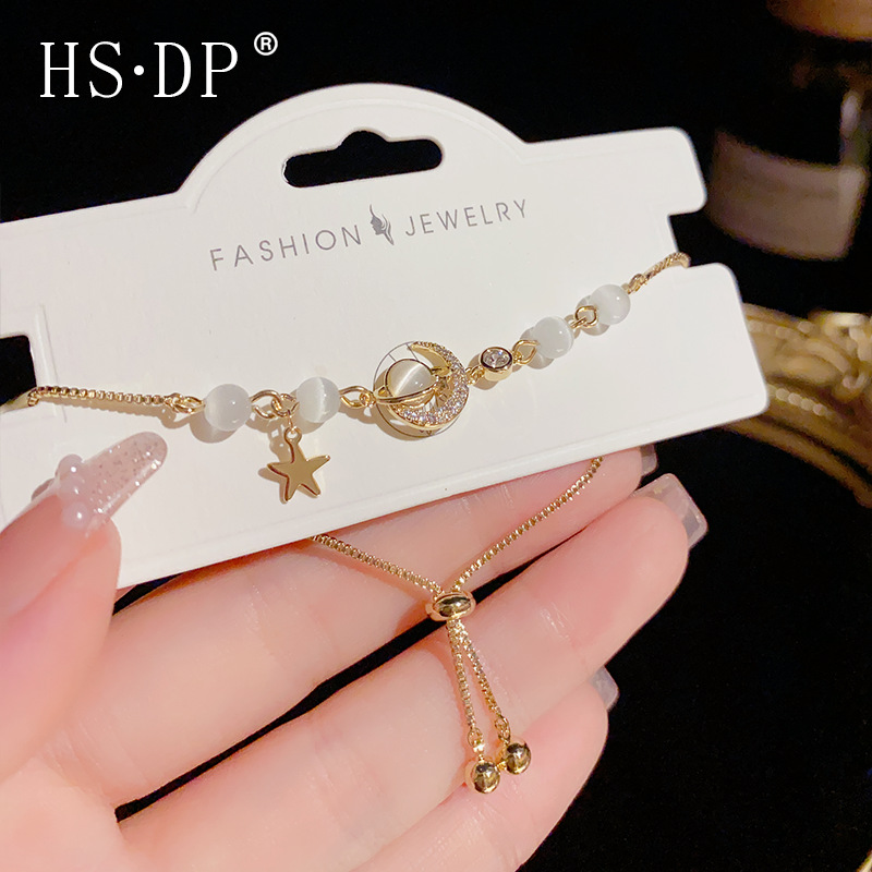 Fashion High Sense Planet Moon Opal Pull-out Bracelet Retro Sweet Cold Style Summer New Style Bracelet