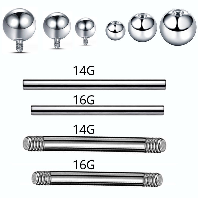 Cross-Border Titanium Alloy Tongue Nail Replacement Rod Wholesale Universal External Thread Straight Rod External Tooth Ball Piercing Jewelry Accessories