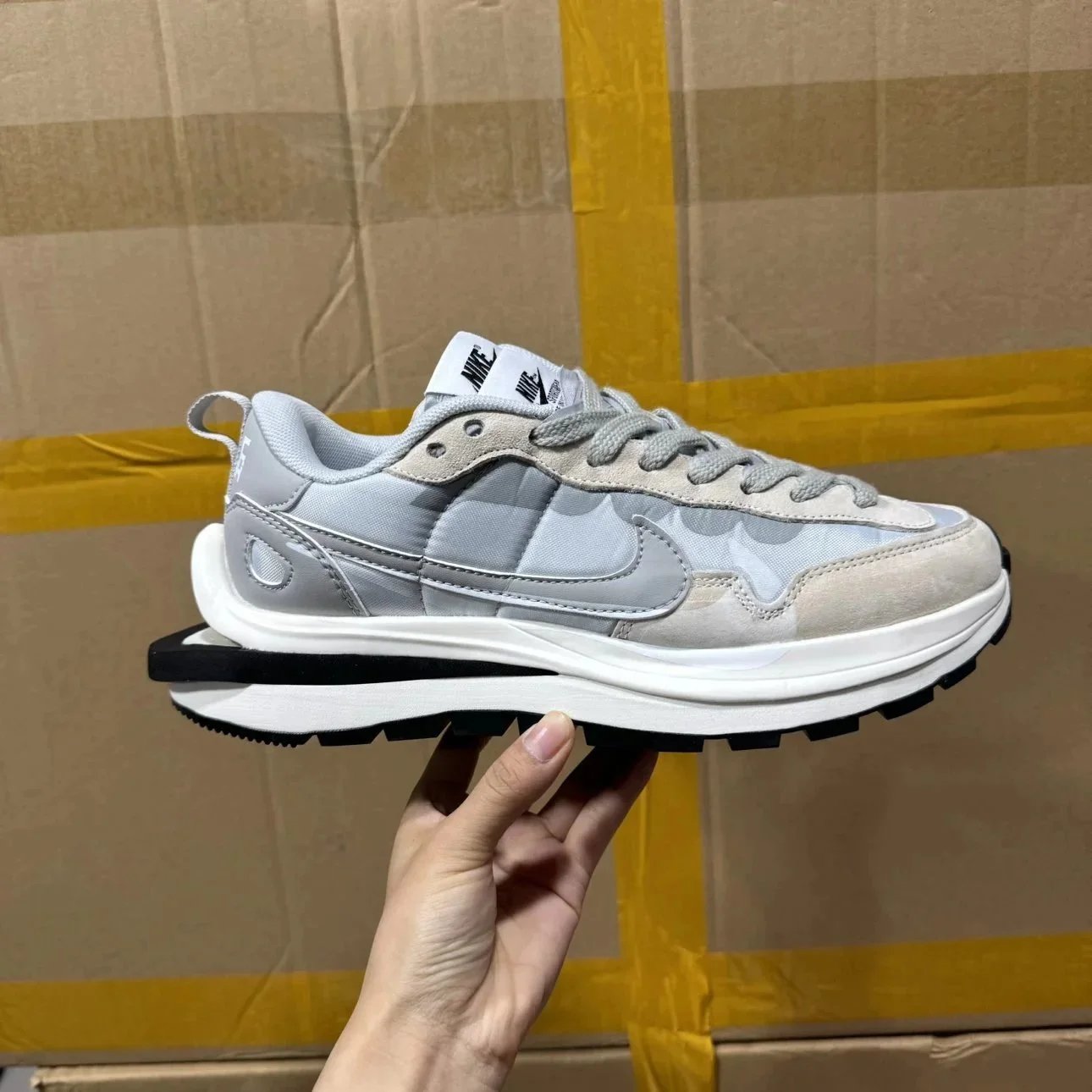 nike耐克新神版特价 Sacai X NK vaporWaffl 华夫三代3.0走秀重磅联名 厚底 合作款 白灰黑配色DD1875-108#独家五层分离组合正确纯原版本 独家原鞋开发 #原模数据大底