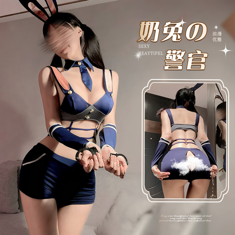 Ying smoke sexy underwear new rabbit police officer policewoman captain crotch free pure sexy uniform qqny suit