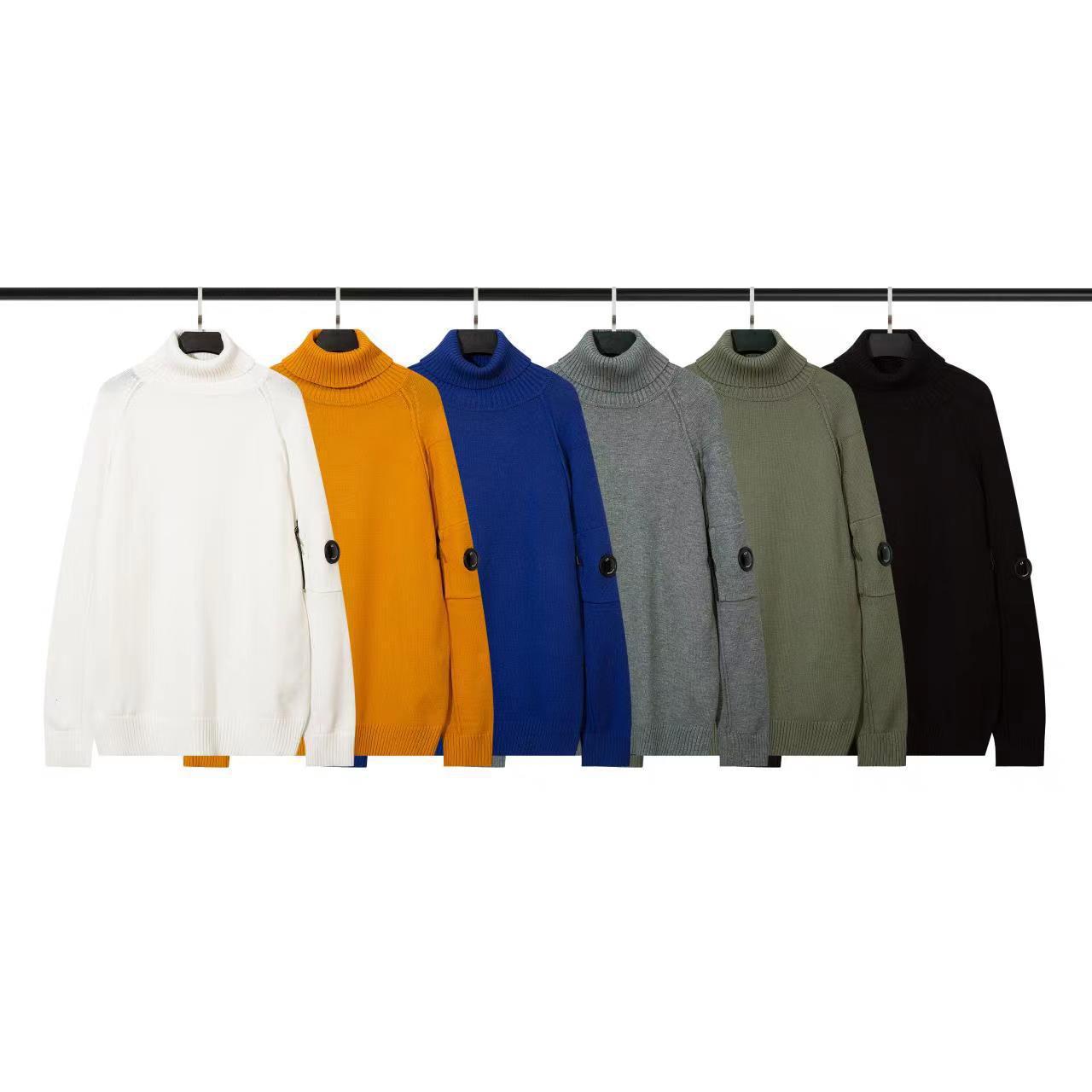 Cp European and American Functional Lens Badge Knitwear Company Autumn and Winter Cp Versatile Casual Pure Color Collar Knitwear Cross-Border