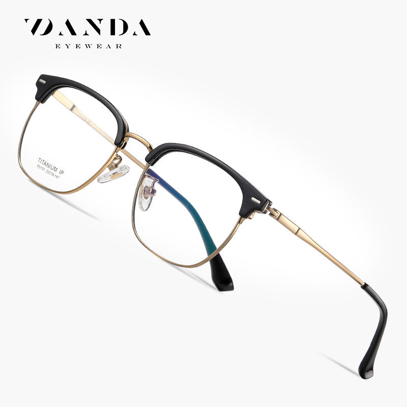 New pure titanium flat mirror F51101 fashion casual men's box glasses TR eyebrows can be equipped with myopia optical mirror