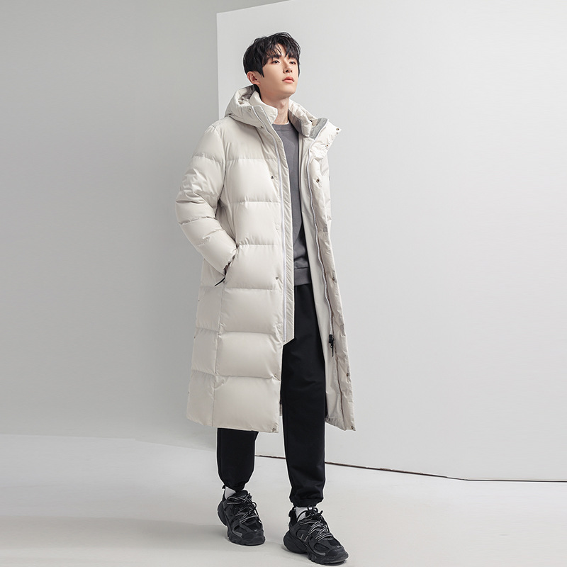 Winter New Down Jacket Youth Mid-length Hooded Jacket Men's and Women's Couple New GB 90 Velvet Warm Coat