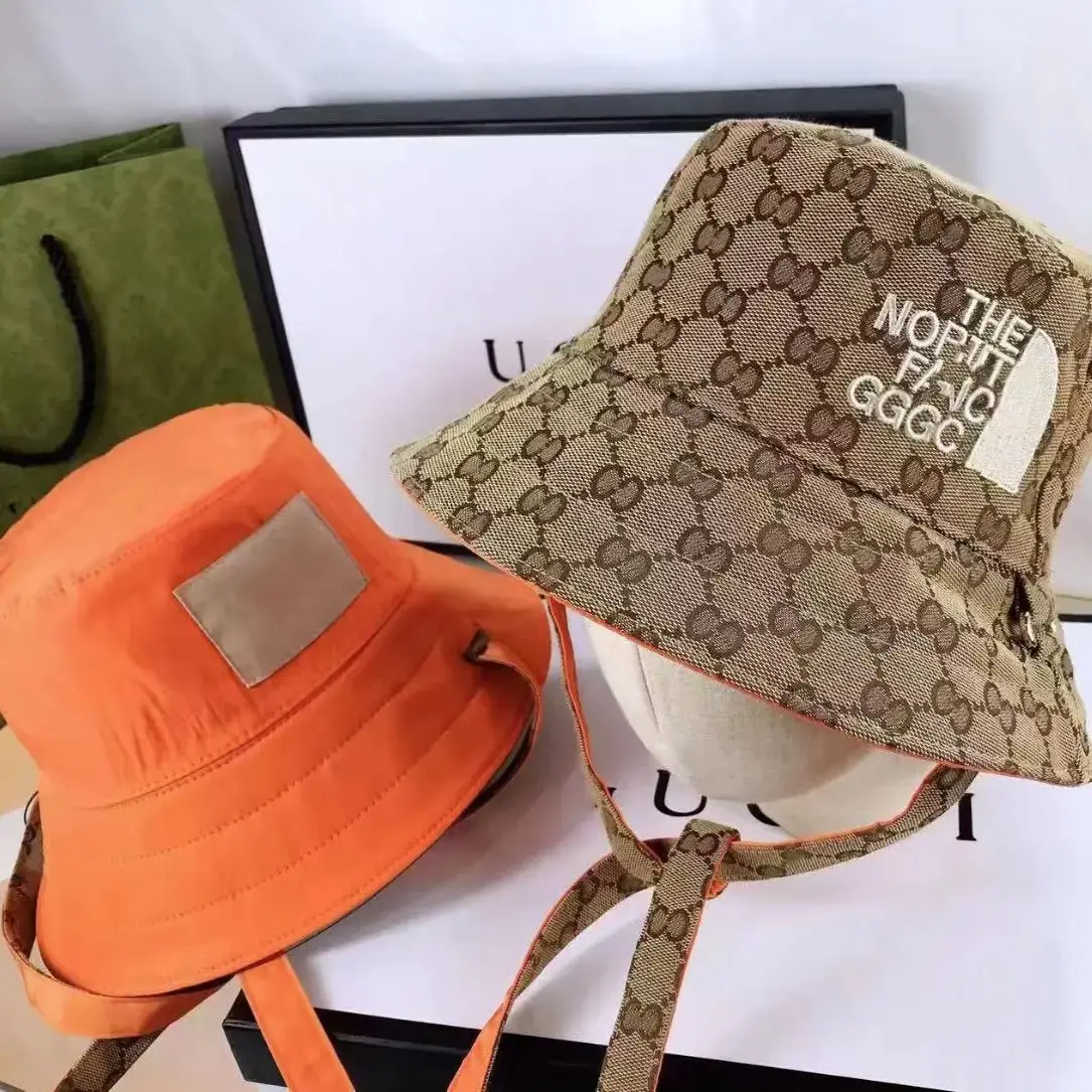 Cross-border internet celebrity fisherman hat embroidered G letter double-sided wear full printed logo jacquard picture rope with basin hat wholesale